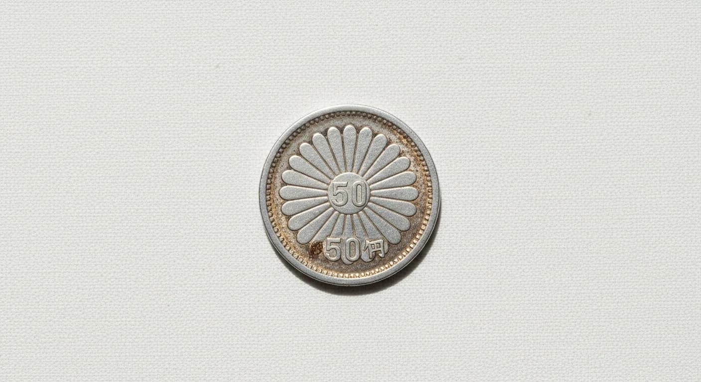 Taisho Small 50-sen Silver Coin (Kiri-mon Type)