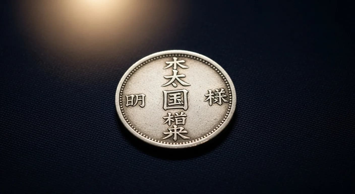 オランダ東インド会社（VOC）の紋章が刻まれたレウェンダールダー銀貨と、長崎出島の鳥瞰図