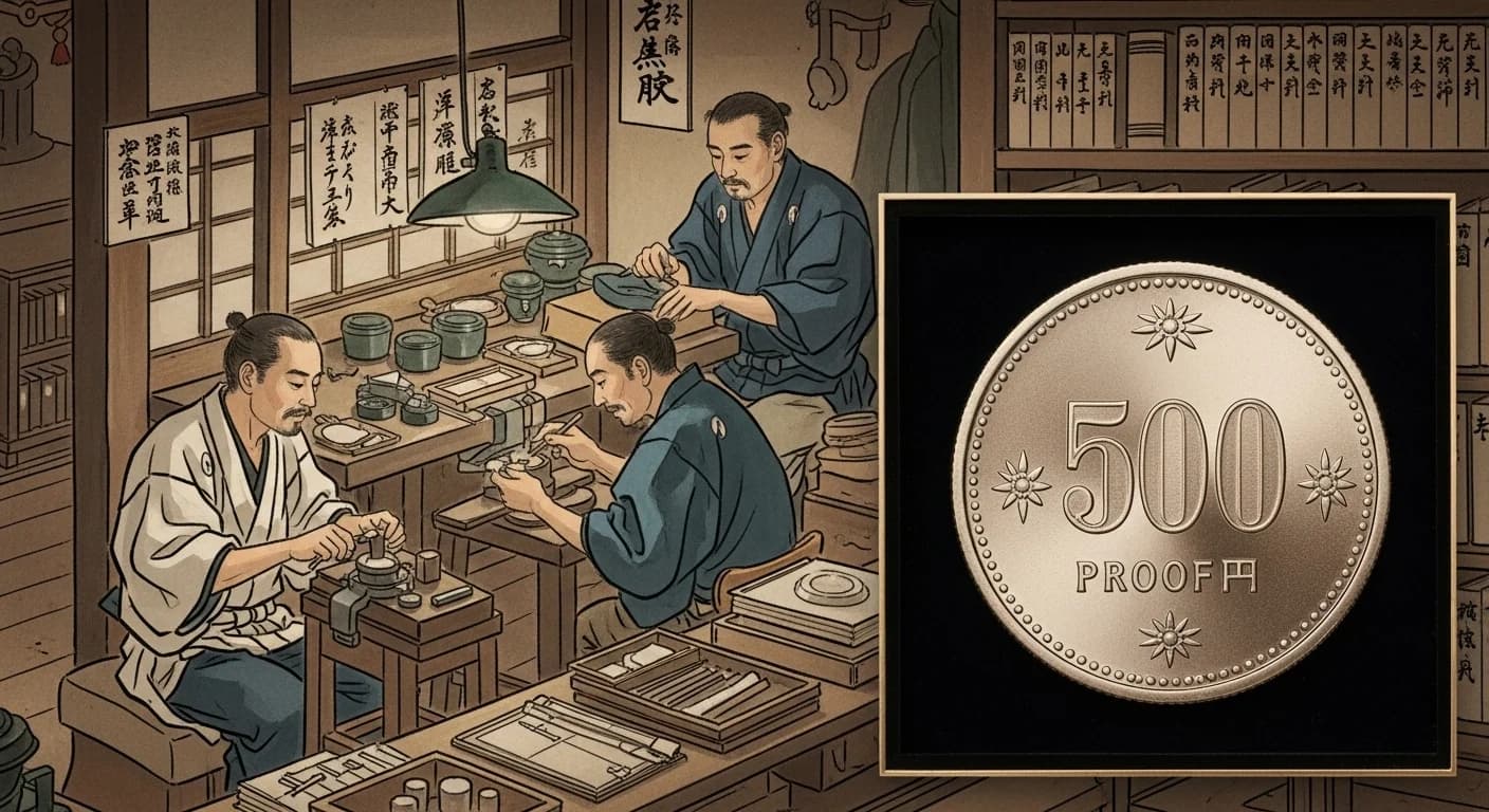 天皇在位60周年500円にまつわる歴史的場面(第2章)